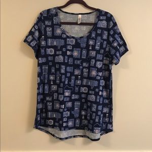 🚨SOLD Lularoe XL classic tee in blue cameras EUC